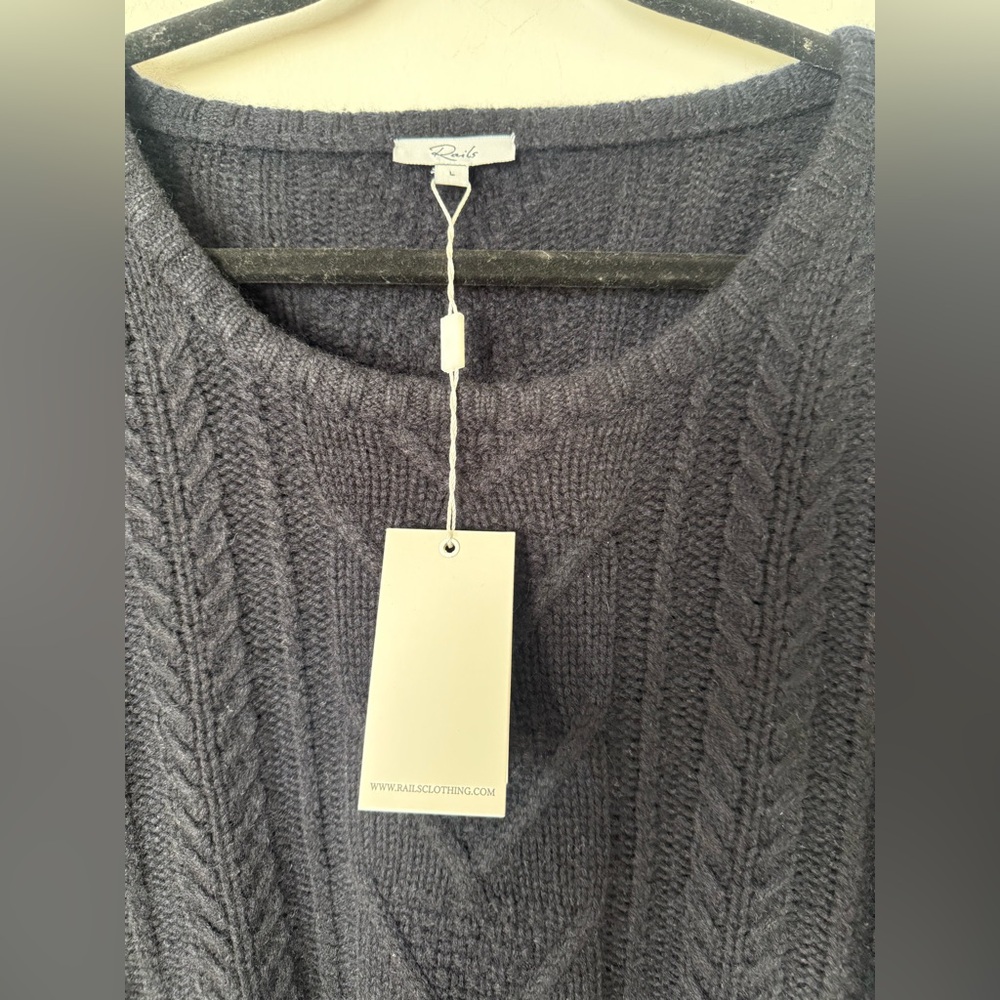 NWT Rails Jesse Wool & Cashmere Cable Knit Sweater Dress in Midnight Size Large - Picture 8 of 11